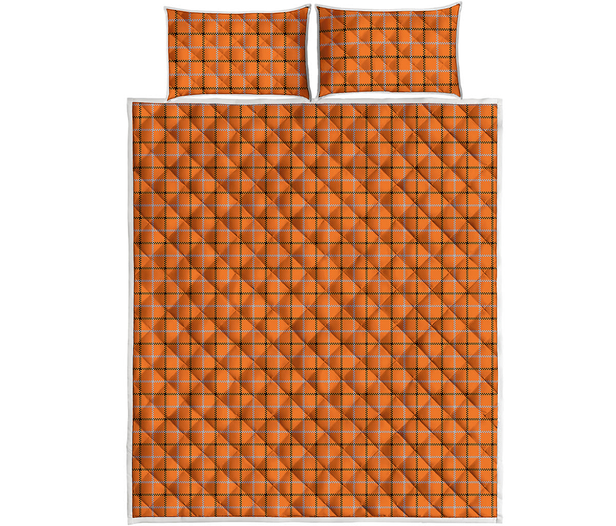 Halloween Tattersall Pattern Print Quilt Bed Set