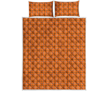Halloween Tattersall Pattern Print Quilt Bed Set
