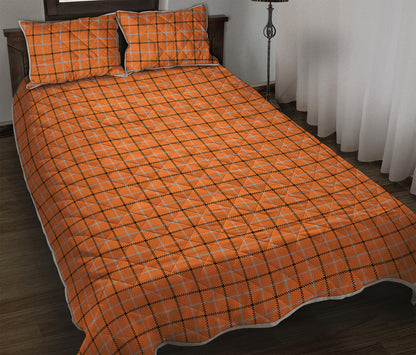 Halloween Tattersall Pattern Print Quilt Bed Set