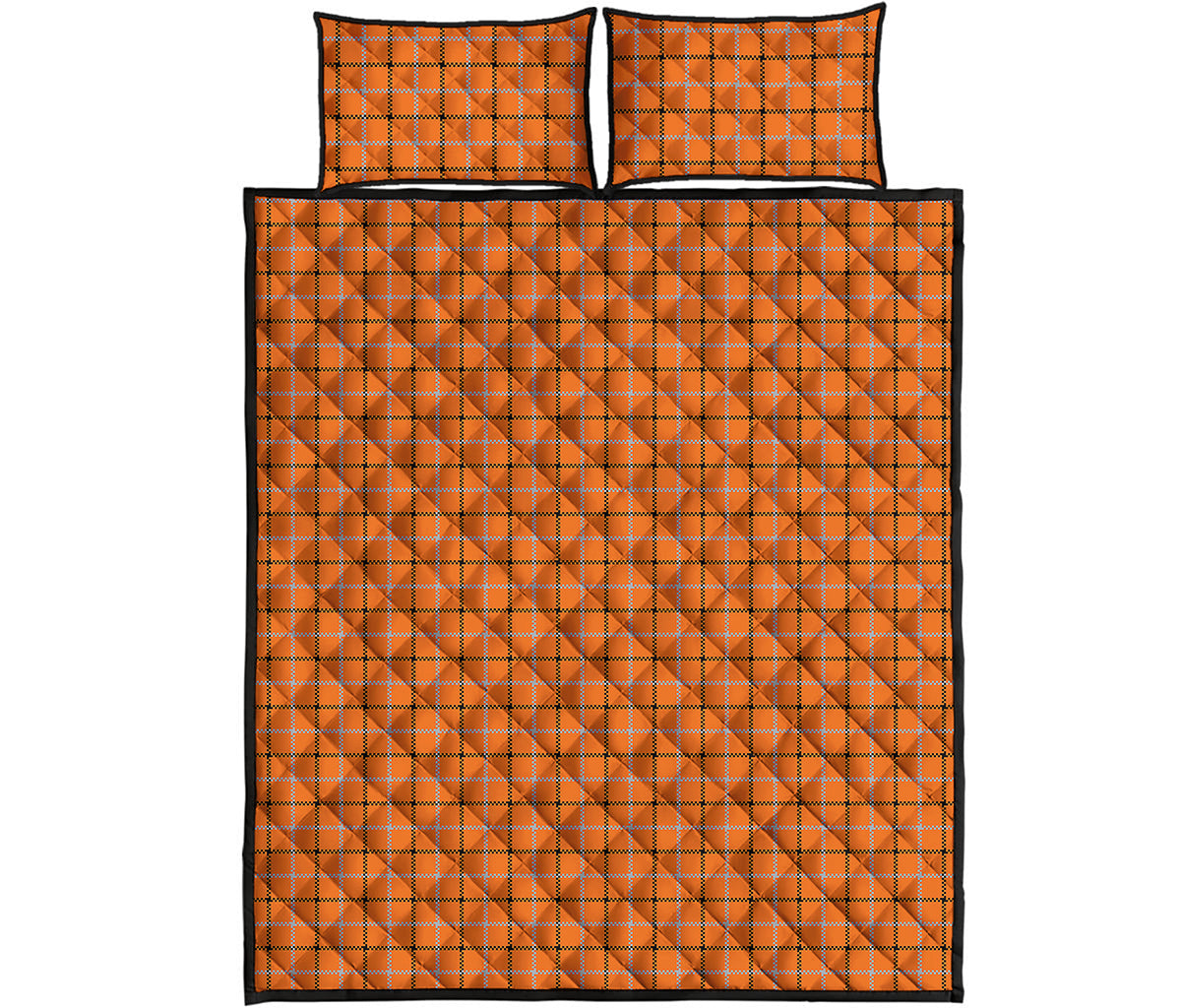 Halloween Tattersall Pattern Print Quilt Bed Set