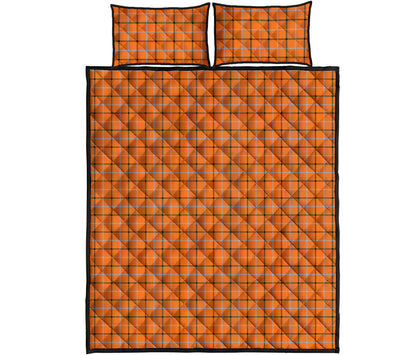 Halloween Tattersall Pattern Print Quilt Bed Set