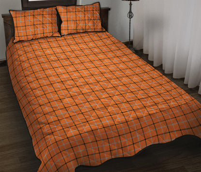 Halloween Tattersall Pattern Print Quilt Bed Set