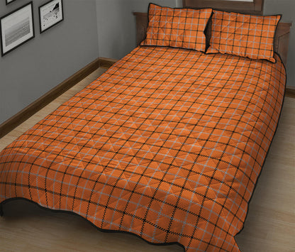 Halloween Tattersall Pattern Print Quilt Bed Set