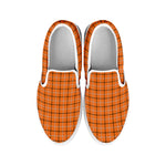 Halloween Tattersall Pattern Print White Slip On Shoes