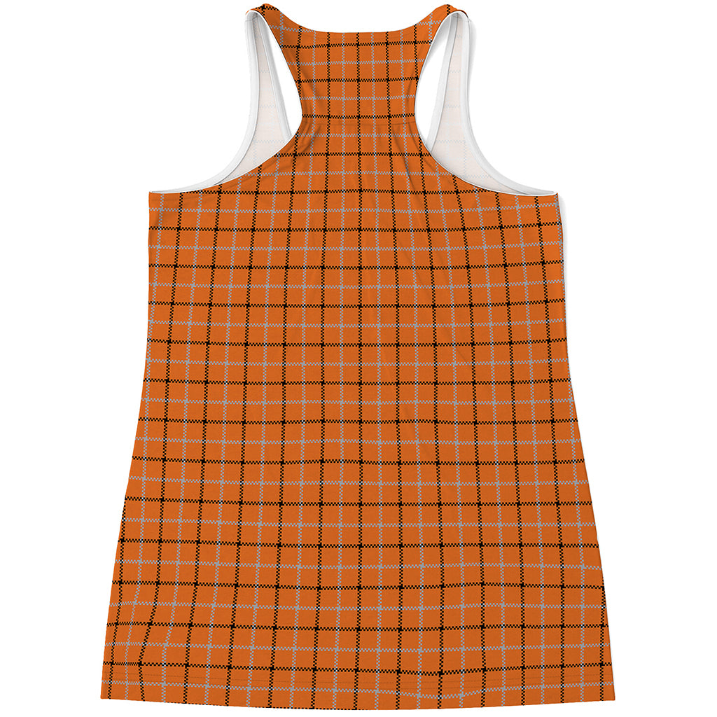 Halloween Tattersall Pattern Print Women's Racerback Tank Top