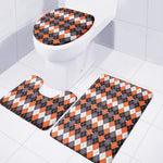 Halloween Themed Argyle Pattern Print 3 Piece Bath Mat Set