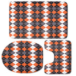 Halloween Themed Argyle Pattern Print 3 Piece Bath Mat Set