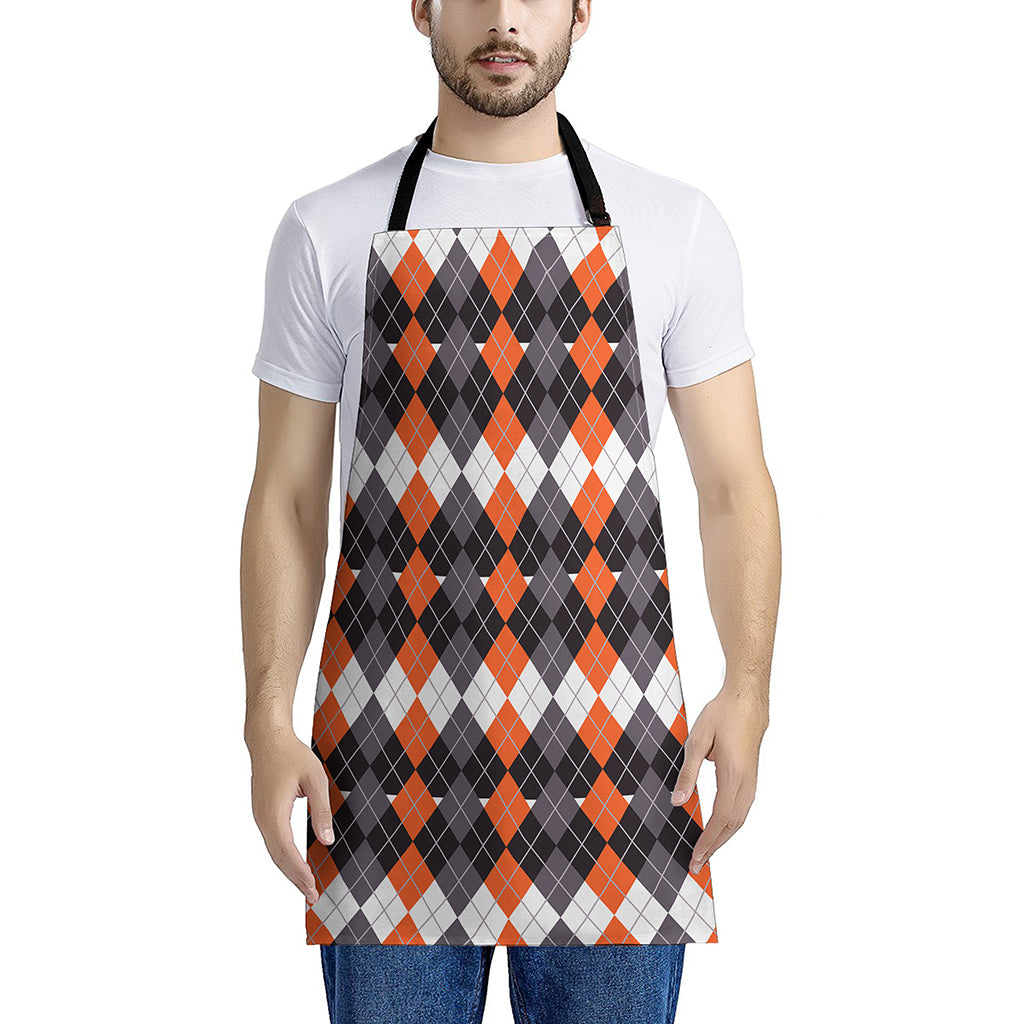 Halloween Themed Argyle Pattern Print Apron