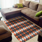 Halloween Themed Argyle Pattern Print Area Rug