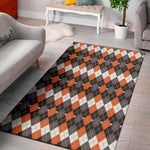 Halloween Themed Argyle Pattern Print Area Rug