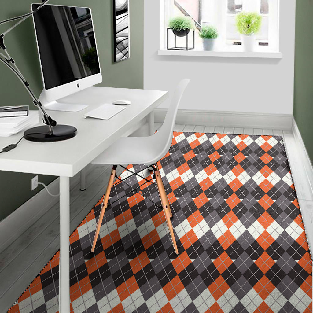 Halloween Themed Argyle Pattern Print Area Rug