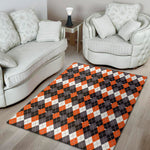 Halloween Themed Argyle Pattern Print Area Rug
