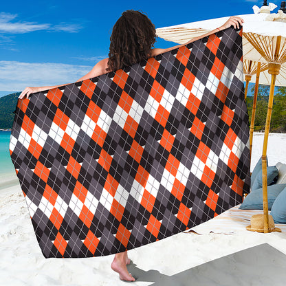 Halloween Themed Argyle Pattern Print Beach Sarong Wrap