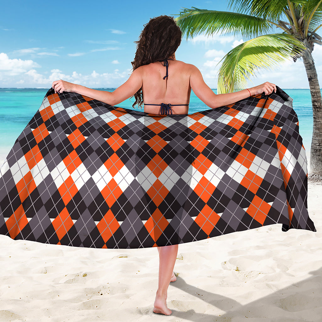 Halloween Themed Argyle Pattern Print Beach Sarong Wrap