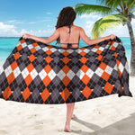 Halloween Themed Argyle Pattern Print Beach Sarong Wrap