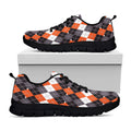 Halloween Themed Argyle Pattern Print Black Running Shoes
