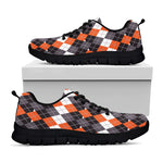 Halloween Themed Argyle Pattern Print Black Sneakers