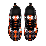Halloween Themed Argyle Pattern Print Black Sneakers