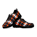 Halloween Themed Argyle Pattern Print Black Sneakers