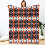Halloween Themed Argyle Pattern Print Blanket