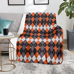 Halloween Themed Argyle Pattern Print Blanket