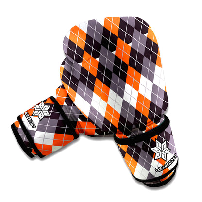 Halloween Themed Argyle Pattern Print Boxing Gloves