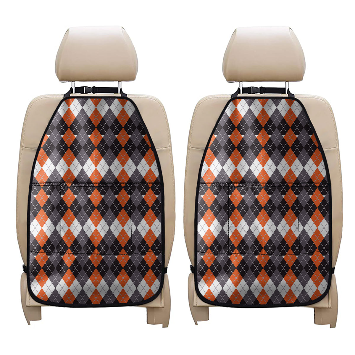 Halloween Themed Argyle Pattern Print Car Seat Organizers
