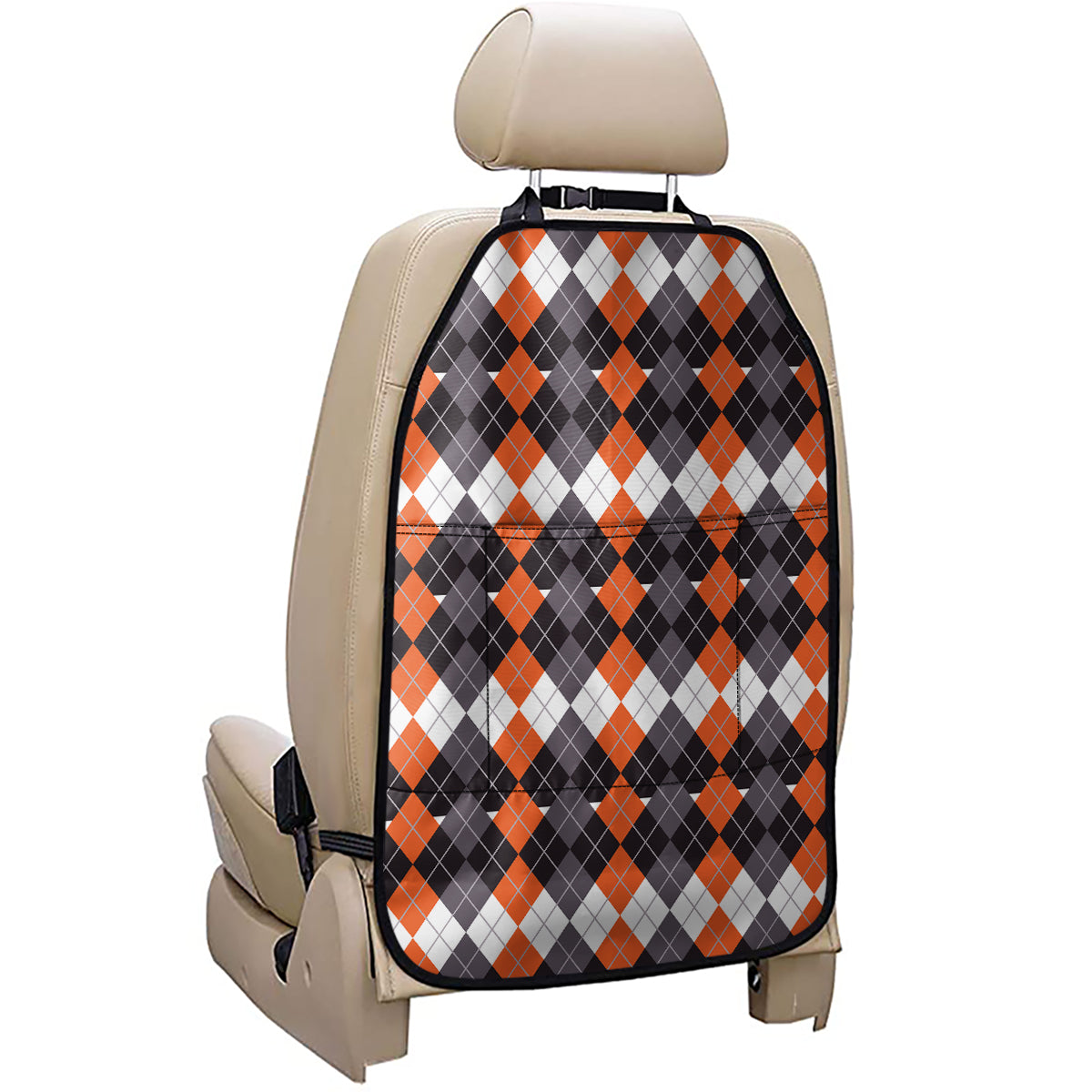 Halloween Themed Argyle Pattern Print Car Seat Organizers