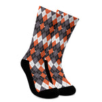 Halloween Themed Argyle Pattern Print Crew Socks