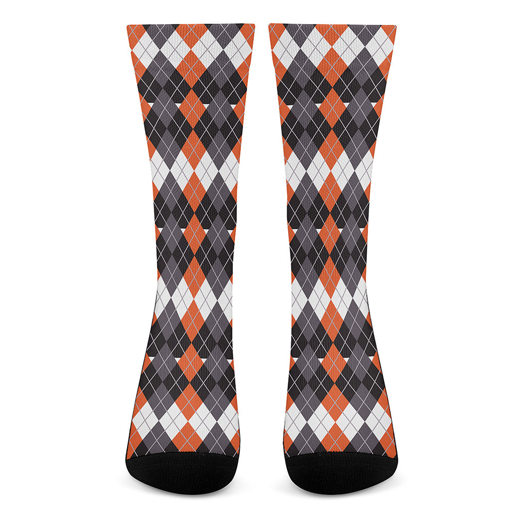 Halloween Themed Argyle Pattern Print Crew Socks