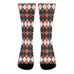 Halloween Themed Argyle Pattern Print Crew Socks