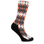 Halloween Themed Argyle Pattern Print Crew Socks