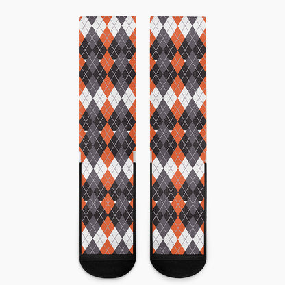 Halloween Themed Argyle Pattern Print Crew Socks
