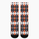 Halloween Themed Argyle Pattern Print Crew Socks