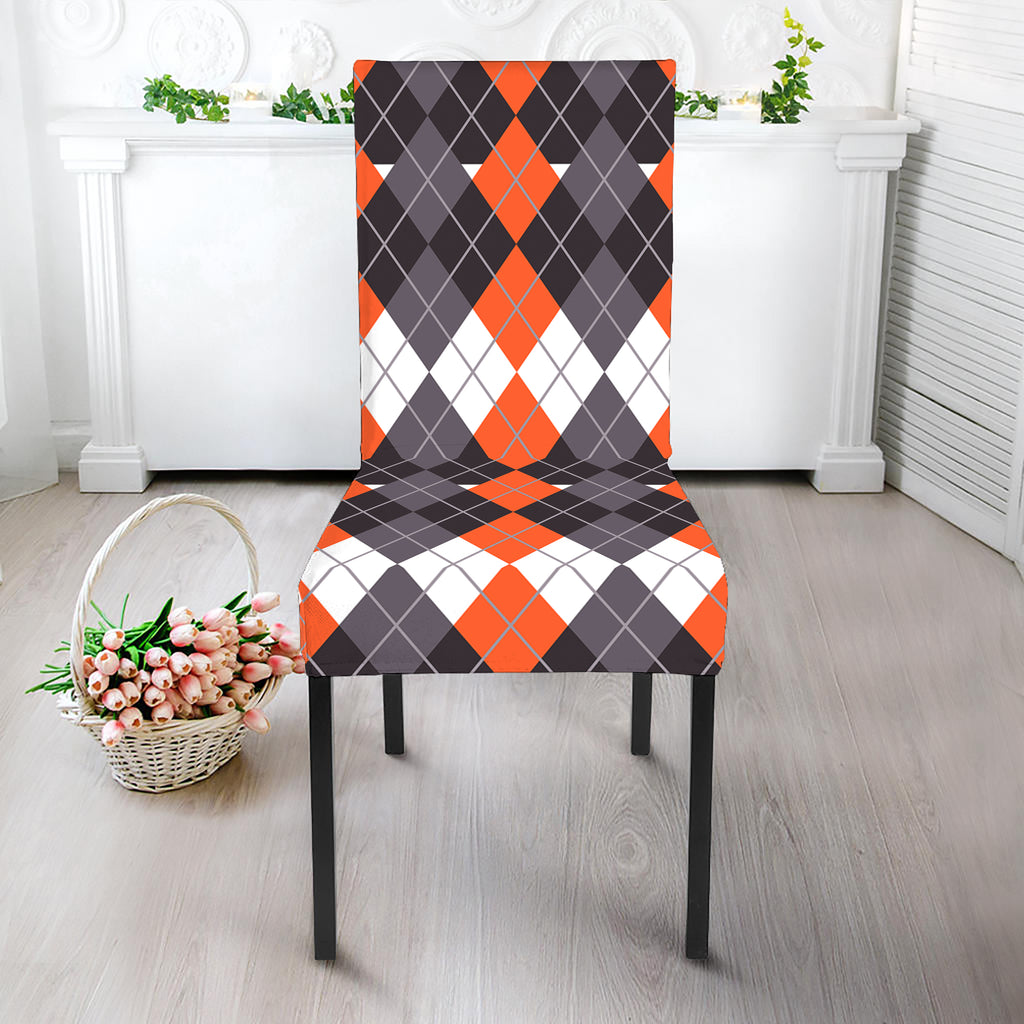 Halloween Themed Argyle Pattern Print Dining Chair Slipcover