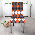 Halloween Themed Argyle Pattern Print Dining Chair Slipcover