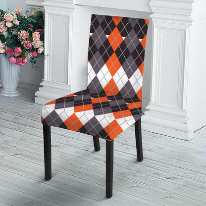 Halloween Themed Argyle Pattern Print Dining Chair Slipcover