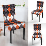 Halloween Themed Argyle Pattern Print Dining Chair Slipcover