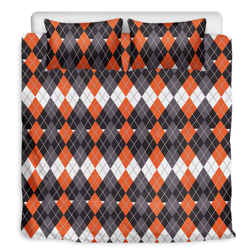 Halloween Themed Argyle Pattern Print Duvet Cover Bedding Set