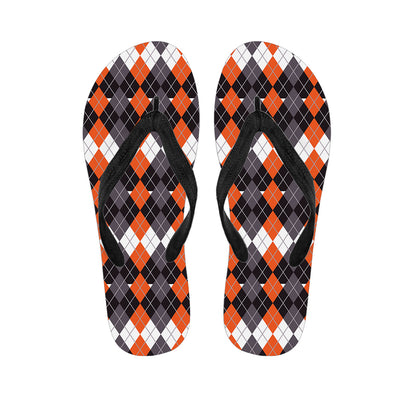 Halloween Themed Argyle Pattern Print Flip Flops
