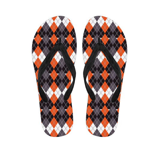 Halloween Themed Argyle Pattern Print Flip Flops