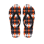 Halloween Themed Argyle Pattern Print Flip Flops