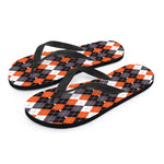 Halloween Themed Argyle Pattern Print Flip Flops