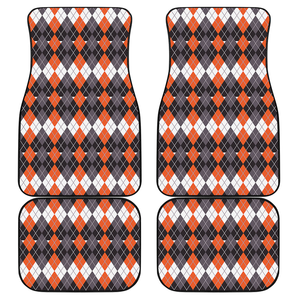 Halloween Themed Argyle Pattern Print Front and Back Car Floor Mats