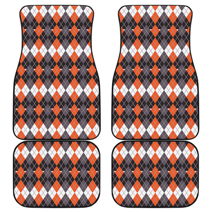 Halloween Themed Argyle Pattern Print Front and Back Car Floor Mats
