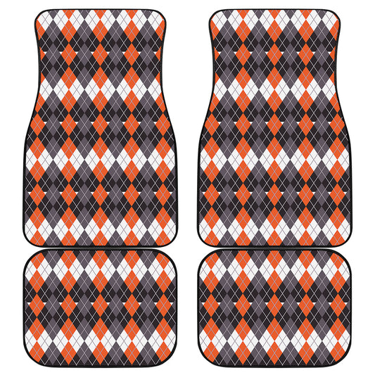 Halloween Themed Argyle Pattern Print Front and Back Car Floor Mats