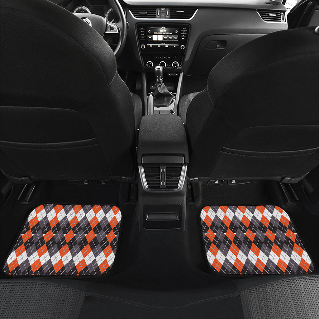 Halloween Themed Argyle Pattern Print Front and Back Car Floor Mats