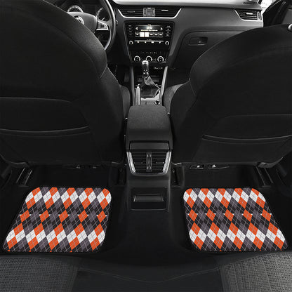 Halloween Themed Argyle Pattern Print Front and Back Car Floor Mats