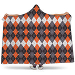 Halloween Themed Argyle Pattern Print Hooded Blanket