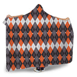 Halloween Themed Argyle Pattern Print Hooded Blanket